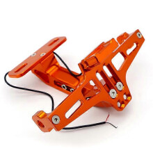 (Orange) Kennzeichenhalter Motorrad kompatibel mit Keeway RKF 125 150, winkelverstellbar, CNC Aluminium Legierung