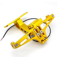 (Gold) Kennzeichenhalter Motorrad kompatibel mit Keeway RKF 125 150, winkelverstellbar, CNC Aluminium Legierung
