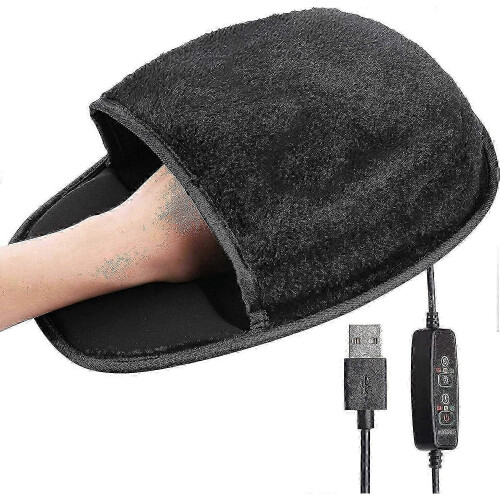 (Black) USB Heated Mouse Pad with Controller and 3 Heat Levels for Computer Use
