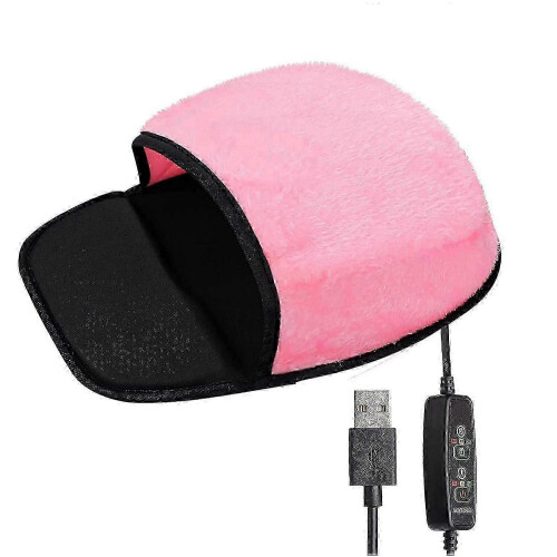 (Pink) USB Heated Mouse Pad with Controller and 3 Heat Levels for Computer Use