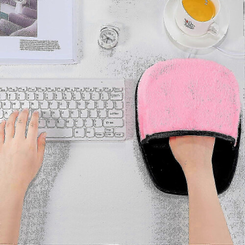 (Pink) USB Heated Mouse Pad with Controller and 3 Heat Levels for Computer Use 2