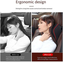 (Black coffee edge) Car Headrest Pillow Memory Foam for Neck Pain Relief and Support in Car Office Home