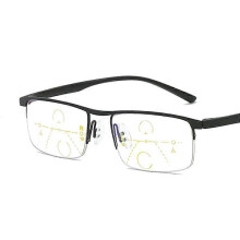(Black, 100) Gleitsichtbrille, Halbrahmen aus Metall, Blaulichtfilter, UV-Schutz, für Fern- und Nahbereich, für Damen und Herren