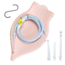 (Flesh color, 3L) Kit per clistere, sacca igienica pieghevole in silicone, 2L 3L 4L, ugello morbido, per l'igiene quotidiana e la cura della salute.