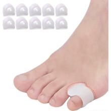 (white) 10pcs Pinky Toe Separators, Gel Toe Spacers Straightener, Hammer Toe Corrector for Overlapping Toes, Unisex, One Size