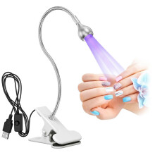 (Silver) Lampa UV LED do paznokci z elastyczną szyjką, obrotowym klipsem i zasilaniem USB