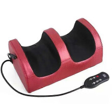 (Red Remote Control, US) Masażer do stóp, automatyczny z gorącym kompresem, do użytku domowego, czarny, skóra PU