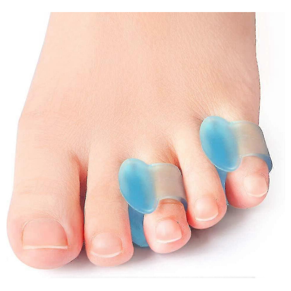 (blue) 10pcs Gel Pinky Toe Separators, SEBS Toe Spacers Straightener, Hammer Toe Corrector for Overlapping Toes, Unisex One Size Toe Bunion Spreaders