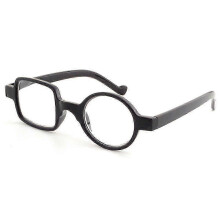 (-3.00, A-black) Retro-Leoparden-Lesebrille, asymmetrisch rund-eckig, Unisex-Alterssichtbrille zur täglichen Sehkorrektur