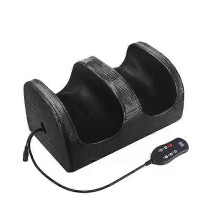 (Black Remote Control, EU) Masażer do stóp, automatyczny z gorącym kompresem, do użytku domowego, czarny, skóra PU