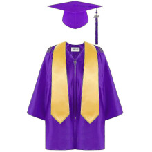 (purple, size30) Kids Graduation Gown and Cap Set with Invisible Opening and Adjustable Cap