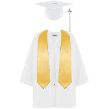 (white, size27) Kids Graduation Gown and Cap Set with Invisible Opening and Adjustable Cap