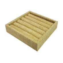 (jute color) Portable Velvet Ring Display Tray, Drawer Style Jewellery Storage Organiser for Rings and Earrings, Beige, 11x11x2.5cm