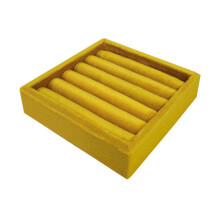(bright yellow) Portable Velvet Ring Display Tray, Drawer Style Jewellery Storage Organiser for Rings and Earrings, Beige, 11x11x2.5cm