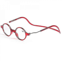 (Red, -3) Magnetische Lesebrille für Alterssichtigkeit, zum Umhängen, Gestell aus Metall und Kunstharz