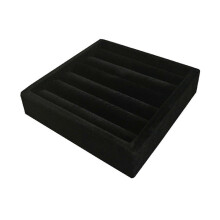 (Black) Portable Velvet Ring Display Tray, Drawer Style Jewellery Storage Organiser, 11 x 11 x 2.5 cm, Beige, for Earrings and Rings Showcase