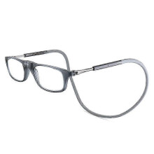 (grey, 2.0 Magnification) Lesebrille mit weichem, faltbarem Magnetband, verstellbarem TR90-Gestell, Unisex