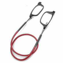 (Red, 2.5 Magnification) Magnetische Lesebrille zum Umhängen, TR90-Vollrahmen, verstellbare Bügel, Schwarz und Grau, für Damen und Herren