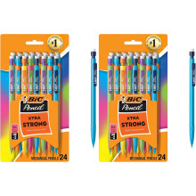 BIC Xtra Strong Mechanical Pencils with Erasers, Thick Point (0.9mm), 24-Count, Mechanical Pencils for School or Office Supplies (Pack of 2)