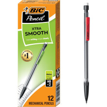 BIC Xtra-Smooth Mechanical Pencils with Erasers, Medium Point (0.7mm), 12-Count Pack, Bulk Mechanical Pencils for School or Office Supplies