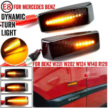 (Smoky black) Yhteensopiva Mercedes W201 W202 W124 W140 R129 LED-dynaamisten sivumerkkivalojen kanssa