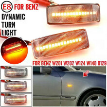 (Crystal white) Compatible con luces de señalización lateral dinámicas LED para Mercedes W201 W202 W124 W140 R129.