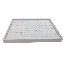 (Gray) Plateau de présentation en bois pour bagues avec doublure en flanelle, idéal pour ranger et organiser vos bijoux.