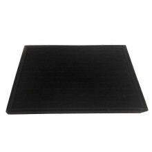 (Black) Plateau de présentation en bois pour bagues avec doublure en flanelle, idéal pour ranger et organiser vos bijoux.