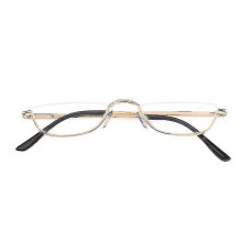 (Gold, 2.50 strength) Lesebrille mit Metallfederscharnieren, halbmondförmig, randlos, Dioptrien 1,0 bis 4,0, für Damen und Herren