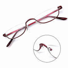 (Red, 1.00 strength) Lesebrille mit Metallfederscharnieren, halbmondförmig, randlos, Dioptrien 1,0 bis 4,0, für Damen und Herren
