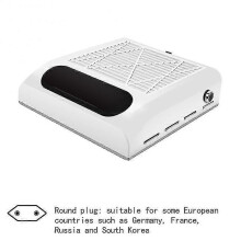 (White, EU PLUG250) 80W High Power Nail Dust Collector, Professional Vacuum for Manicure, Pull-out Fine Filter, ABS Plastic, 4 Colour Options