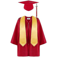 (red, size30) Graduation Gown and Cap Set for Preschool Children, Polyester, Invisible Opening, Wrinkle Resistant