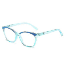 (-2.00, cat eye-Blue) Retro-Leoparden-Lesebrille, asymmetrisch rund-eckig, Unisex-Alterssichtbrille zur täglichen Sehkorrektur