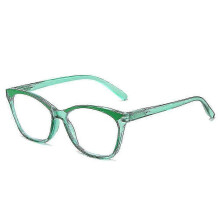 (-2.50, cat eye-Green) Retro-Leoparden-Lesebrille, asymmetrisch rund-eckig, Unisex-Alterssichtbrille zur täglichen Sehkorrektur