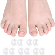 (clear) 10pcs Gel Pinky Toe Separators, SEBS Toe Spacers Straightener, Hammer Toe Corrector for Overlapping Toes, Unisex One Size Toe Bunion Spreaders