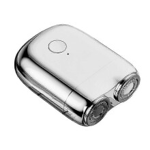 (Silver) Portable Waterproof Pocket Size Electric Men's Shaver, Dry Wet Use, USB Type-C Charging, Zinc Alloy Body, High Speed Quiet Motor