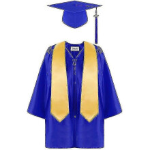 (blue, size33) Kids Graduation Gown and Cap Set with Invisible Opening and Adjustable Cap