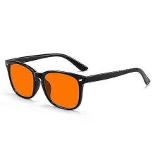 (Orange) Blaulichtfilterbrille, rot getönte Gläser, rechteckiger Acetatrahmen, Unisex, CR-39-Gläser, für besseren Schlaf, CE-zertifiziert