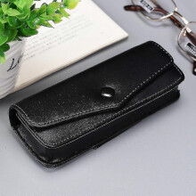 (black) Leather Glasses Case with Belt, Compatible with Most Eyewear, Hard Shell for Lens Protection