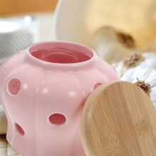 Ceramic Storage Cans Bamboo Lid Garlic Ginger Storage Tank Hollow Out Kitchen Organizer Tools Home Decor