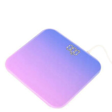 (purple, Battery) Waga łazienkowa do ciała, szkło hartowane o kolorze gradientowym, precyzyjne pomiar do 50 g, wyświetlacz LED, 2626 cm, 180 kg