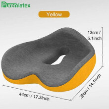 (Yellow, 44x36x13cm) Geheugen schuim stuitkussen voor ischias en rugpijn - Extra breed (44x36x13cm) voor kantoor, auto en huis