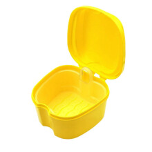 (Yellow) Pudełko do przechowywania protez z wyjmowanym koszykiem, przenośne, do podróży i codziennego użytku