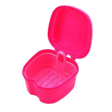 (Pink) Pudełko do przechowywania protez z wyjmowanym koszykiem, przenośne, do podróży i codziennego użytku