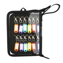 Zippered Key Case Organizer Waterproof Key Binder with 24 Hooks and Tags Portable Key Storage Book