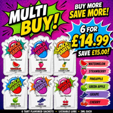 Smack Tarts Lickable Lubricants – 6 Pack Variety Pack – 3ml Sachets