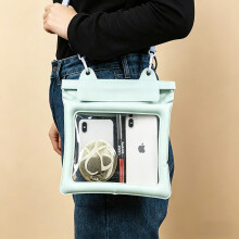 Borsa a tracolla impermeabile per cellulare, fotocamera e cosmetici, certificazione IPX8, colore verde.