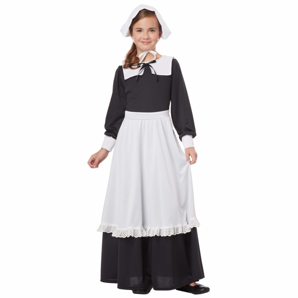 Photos - Fancy Dress , Black) Pilgrim Thanksgiving Olden Day Colonial Victorian Book Week Girls Costume(Small (6-8)