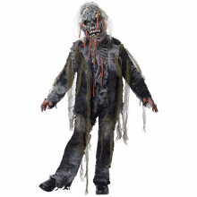 (X-Large (12-14), Grey) Worm Wishes From The Grave Horror Zombie Skeleton Halloween Boys Costume