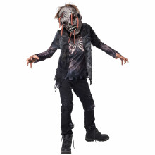 (Large (10-12), Black) Zombie With Worms Walking Dead Ghoul Horror Halloween Child Boys Costume